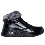 Skechers Uno Rugged Fiesty Winter női fűzős fekete lakk bokacipő 168126-BBK