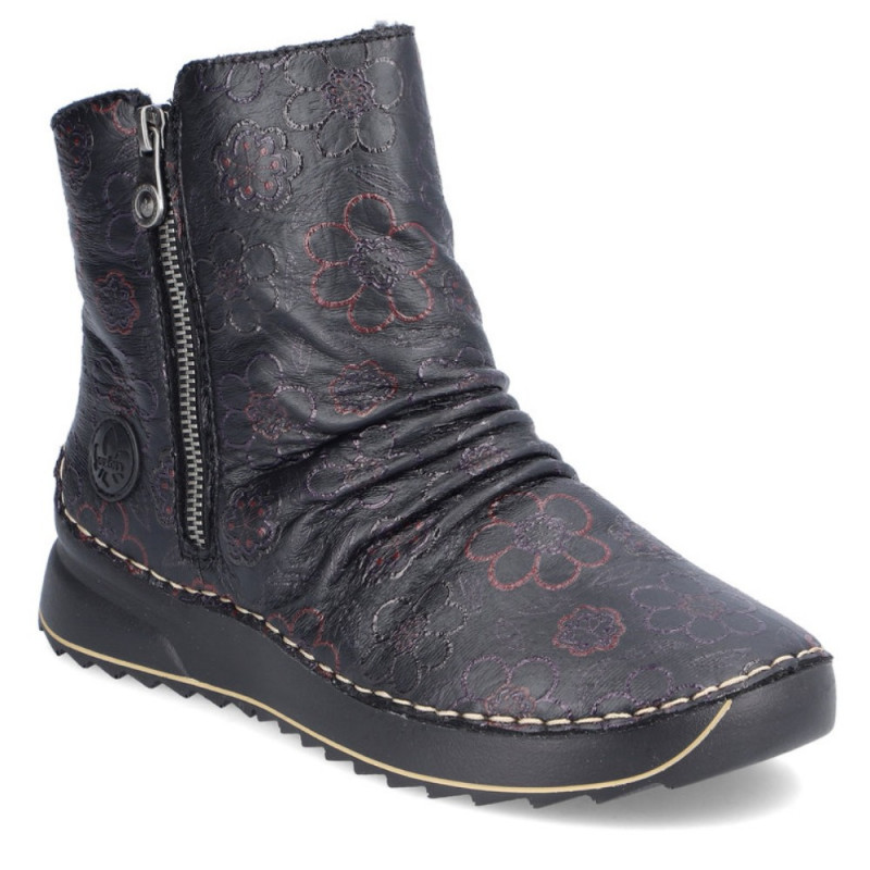 Rieker női két cipzáros fekete bokacsizma 51552-90