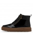 Marco Tozzi női fűzős-cipzáras bakancs fekete lakk 26294-43-018 07457