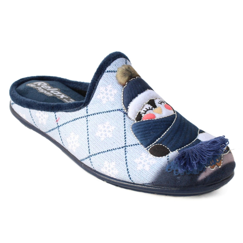 Relax női szobapapucs pingvin figurával W24-959_BLUE 07464