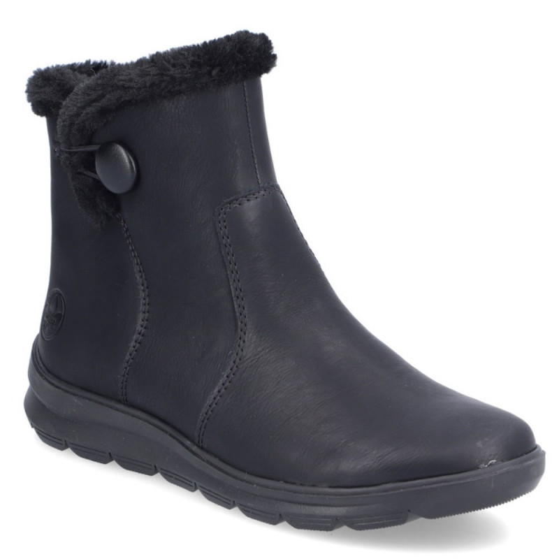 Rieker női rövid szárú fekete csizma Z0080-00