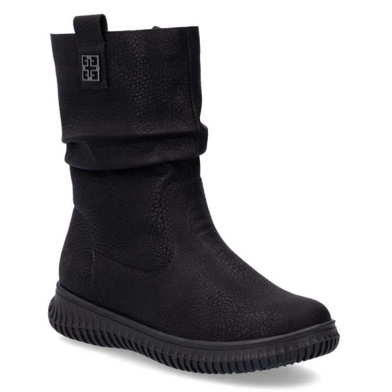 Rieker női rövid szárú fekete csizma 74283-00