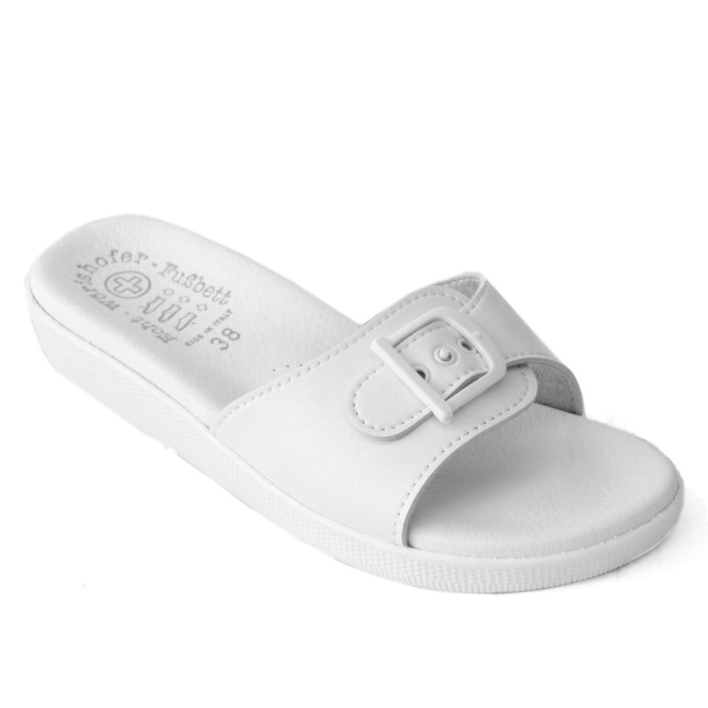 Wörishofer talpbélésű anatóm női papucs 1 csatos pánttal fehér 07420