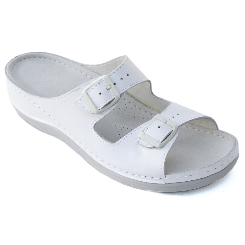 Turul 2 csatos fehér női bőr papucs BS-2