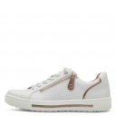 Jana női sportos fűzős cipzáras fehér-rosegold félcipő 23660-42-152 07479