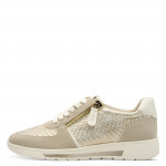 Jana női sportos sneaker fűzős cipzáras félcipő arany-bézs mix 23776-44-929 07480