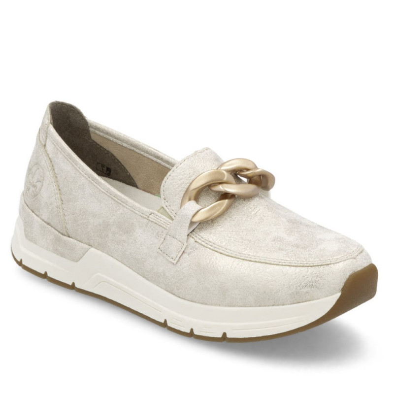 Rieker női bebújós bézs-arany mokaszin félcipő 58944-61