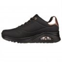 Skechers Uno Shimmer Away női bebújós gumifűzős fekete sneaker cipő 155196-BBK