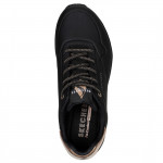Skechers Uno Shimmer Away női bebújós gumifűzős fekete sneaker cipő 155196-BBK