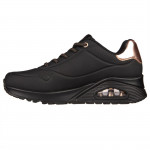 Skechers Uno Shimmer Away női bebújós gumifűzős fekete sneaker cipő 155196-BBK