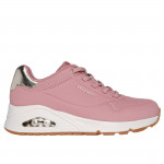 Skechers Uno Shimmer Away női bebújós gumifűzős rózsaszín sneaker cipő 155196-ROS