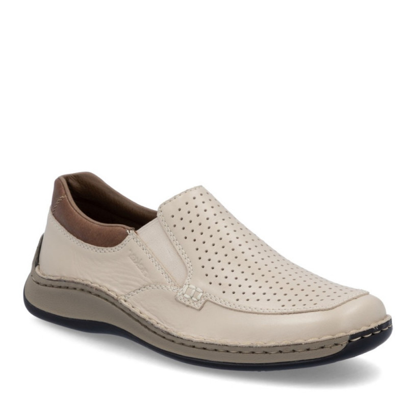 Rieker férfi bézs barna mix bebújós cipő 05293-60