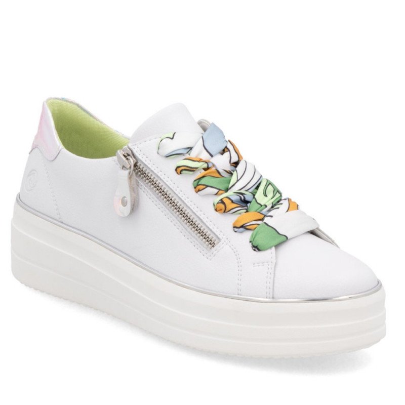 Remonte női fehér fűzős cipzáros sneaker félcipő D1C06-80