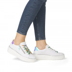 Remonte női fehér fűzős cipzáros sneaker félcipő D1C06-80