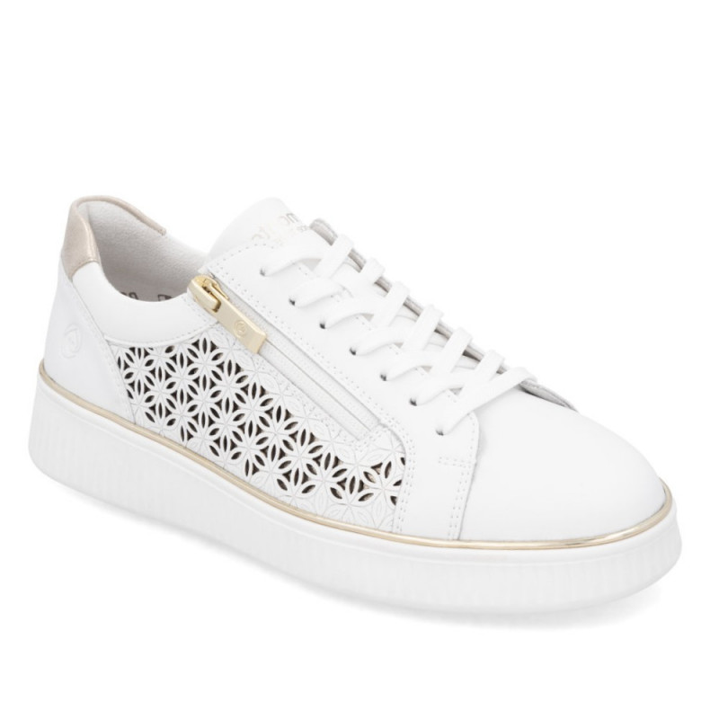 Remonte női fehér fűzős cipzáros sneaker félcipő D2E03-80