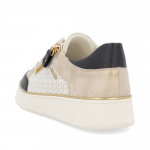 Remonte női fehér-fekete-arany-bézs fűzős cipzáros sneaker félcipő D2E04-80