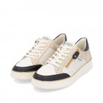 Remonte női fehér-fekete-arany-bézs fűzős cipzáros sneaker félcipő D2E04-80