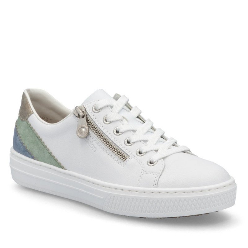 Rieker női fűzős cipzáras fehér mix semaker félcipő L5900-80