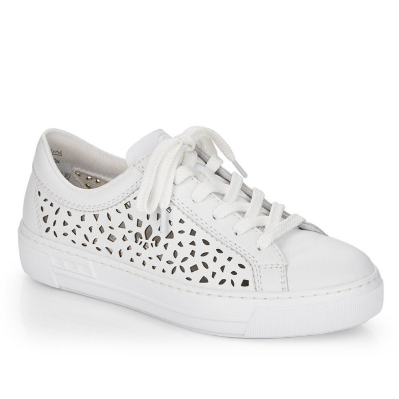 Rieker női fűzős perforált fehér sneaker félcipő L8831-80