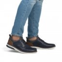 Rieker férfi sötétkék bebújós bőr félcipő fűzős díszítéssel 14450-15