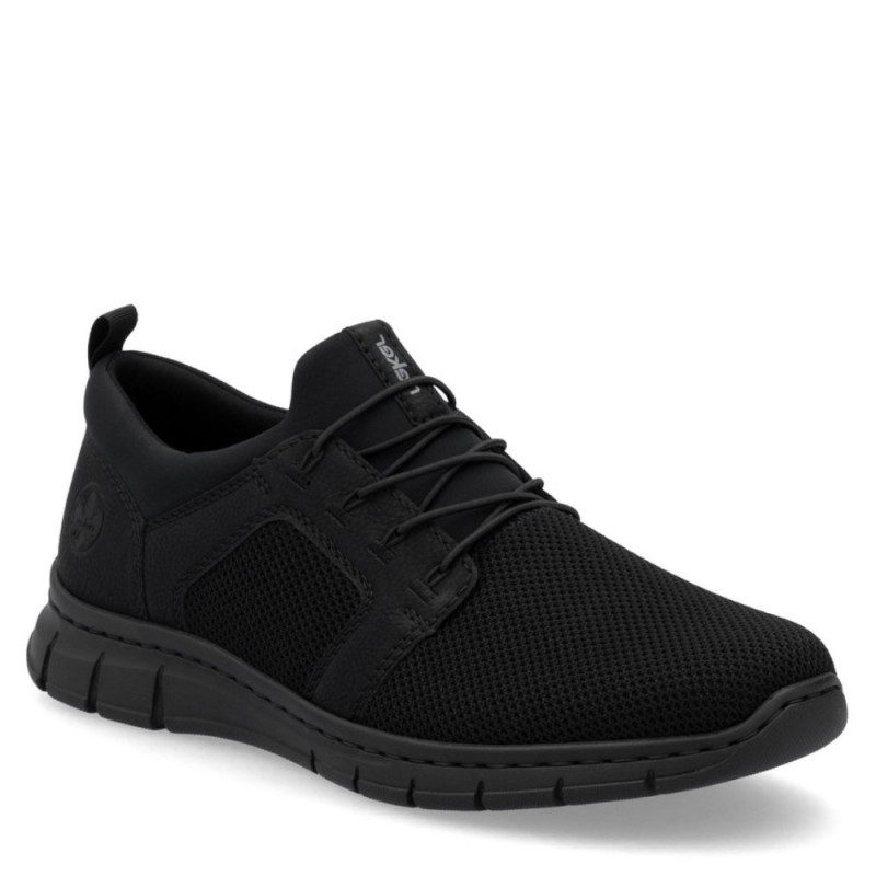 Rieker férfi fekete bebújós sneaker félcipő gumis díszfűzővel B7796-01