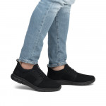 Rieker férfi fekete bebújós sneaker félcipő gumis díszfűzővel B7796-01