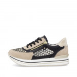 Remonte női bézs-fekete-fehér fűzős cipzáros sneaker félcipő D1329-03
