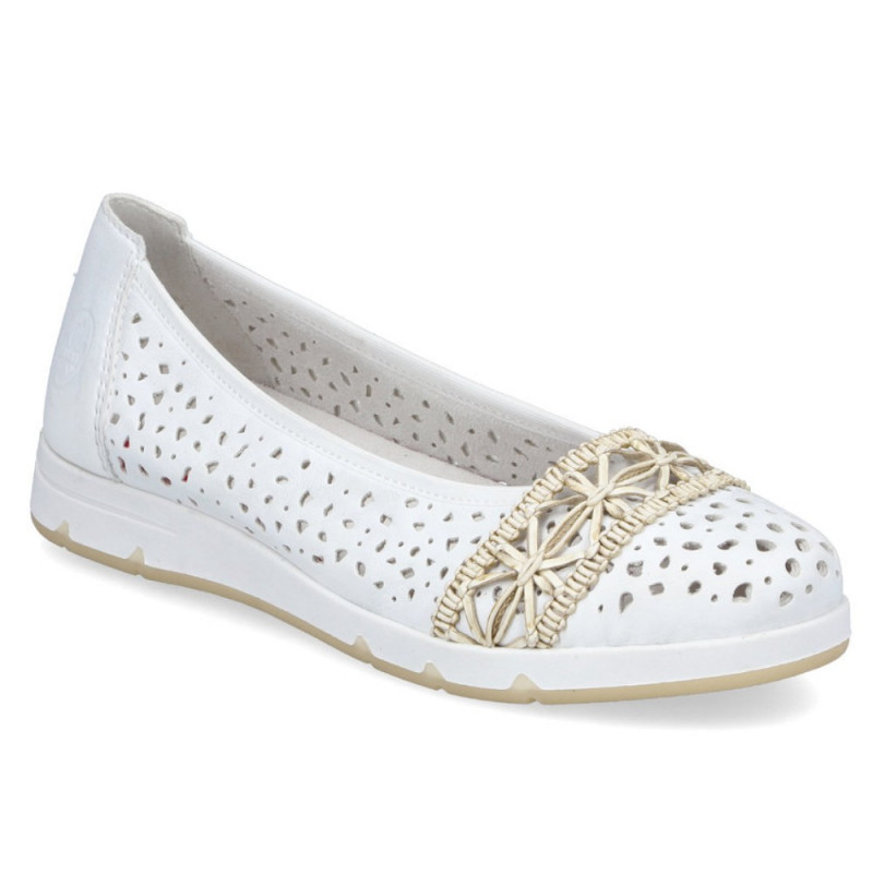 Rieker női lyukacsos fehér balerina cipő L3062-80