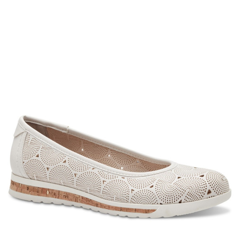 Jana Soft Line női lyukacsos fehér balerina cipő 22178-44-100 07543