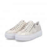 Rieker női sportos bebújós cipzáras bézs kombi sneaker félcipő M1953-60