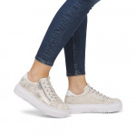 Rieker női sportos bebújós cipzáras bézs kombi sneaker félcipő M1953-60