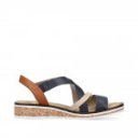 Rieker női tépőzáras szandál kék kombi V3663-91