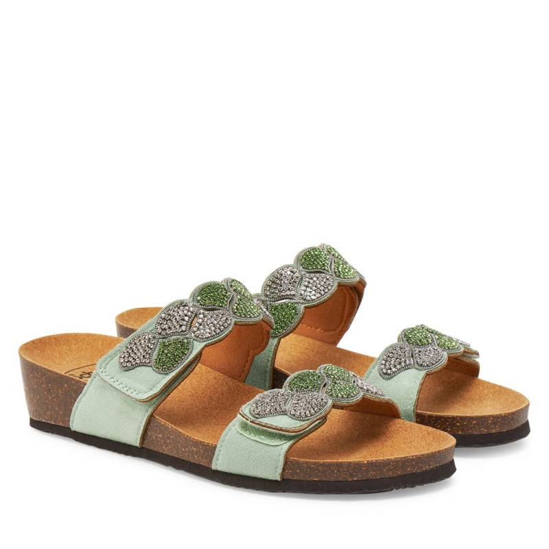 Scholl Abu Dhabi kékes zöld női telitalpú bioprint papucs F32028-1180