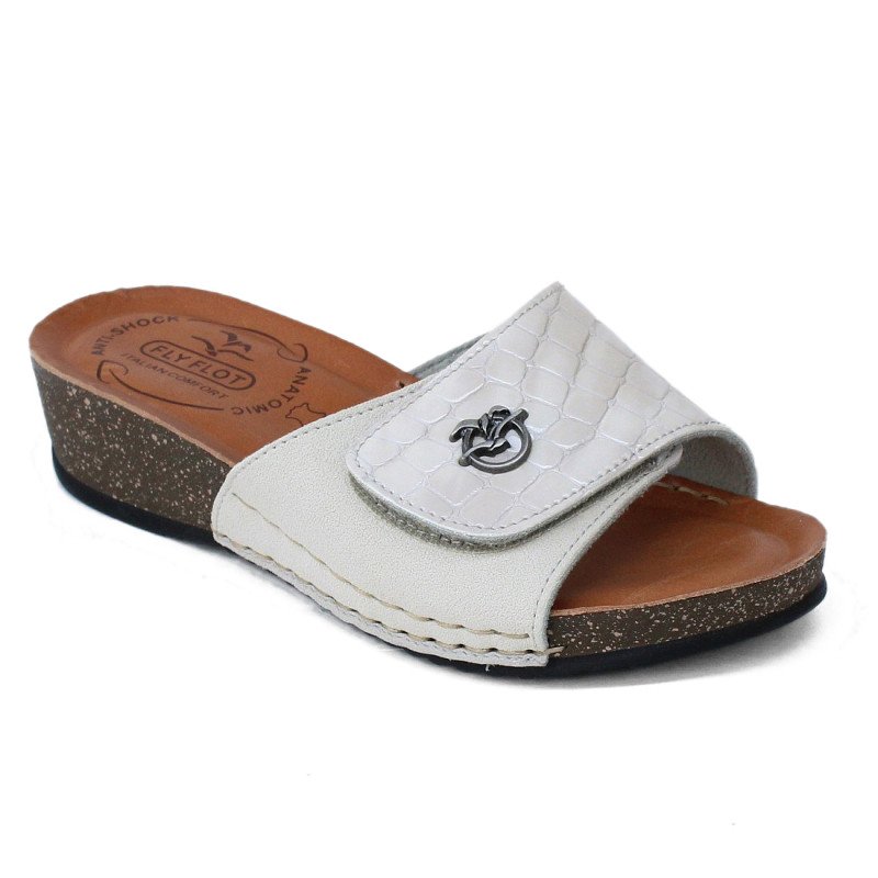 FlyFlot bézs lakk női tépőzáras kényelmi papucs 23F55HG 07562