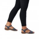 Rieker női kék tépőzáras bőr szandál 65919-12