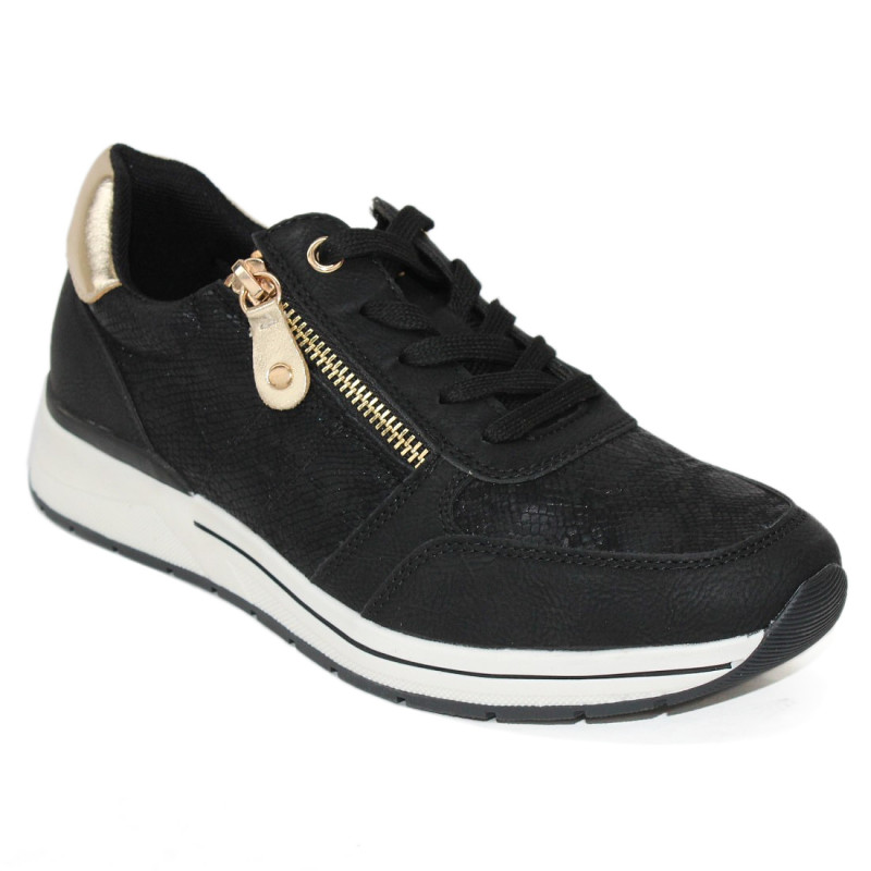Wink női sportos fűzős cipzáras sneaker félcipő fekete kombi FW51098-2 07581