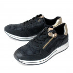 Wink női sportos fűzős cipzáras sneaker félcipő fekete kombi FW51098-2 07581