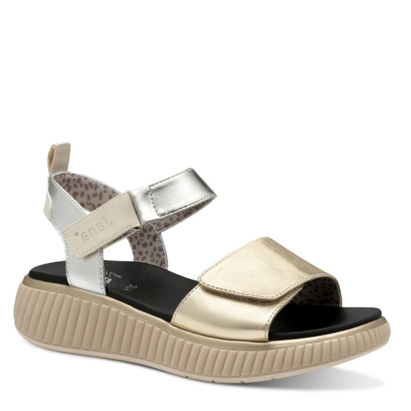 Jana női tépőzáras platformos arany ezüst kombi szandál 28765-44-992 07605