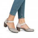 Rieker női oldalt nyitott fehér bőr tépőzáras cipő 40902-60