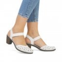 Rieker női hátul nyitott fehér bőr tépőzáras cipő 40991-80