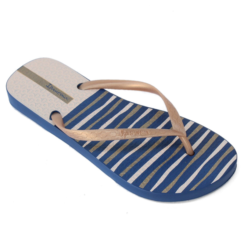 Ipanema Classica Happy XII kék arany bézs kombi lábujjközös strandpapucs 83582-AW916