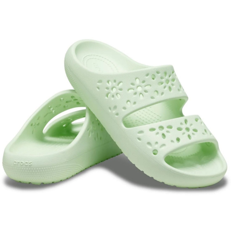 Crocs Classic Floral Cutout női zöld fix pántos strandpapucs 210966-3YH