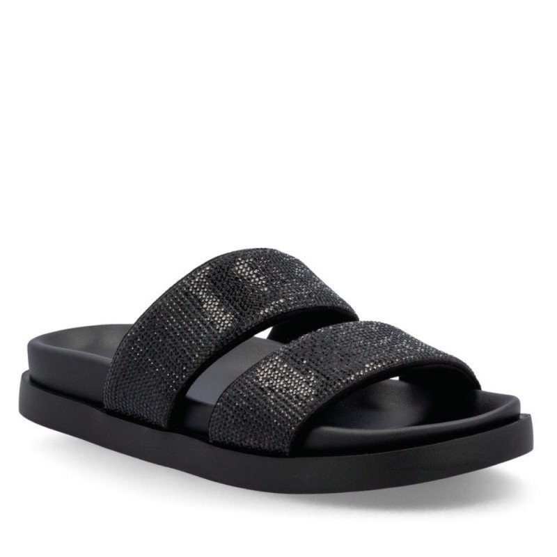 Rieker női fekete fix pántos papucs W1451-01