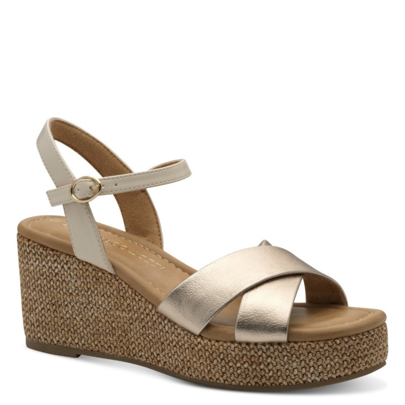 Marco Tozzi női telitalpú szandál  platina színű 28397-42-960 07625