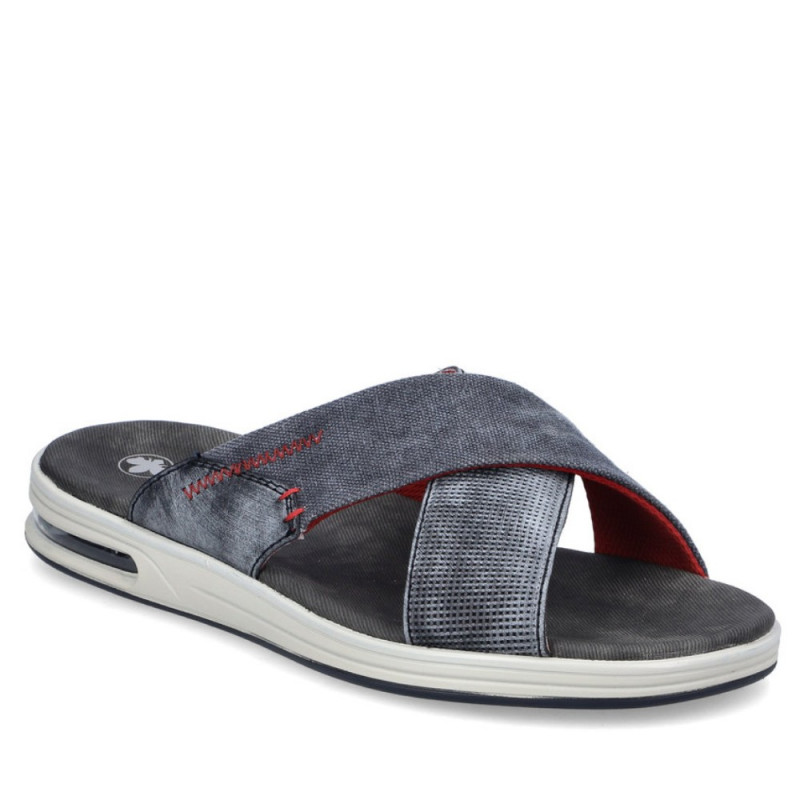 Rieker férfi keresztpántos farmerkék papucs 29086-15