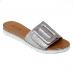 Sherlock Soon női fix pántos bőr papucs ezüst szín 030-82-2179 07598 Női Sherlock Soon
