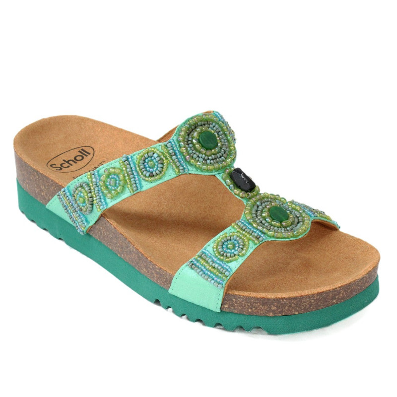Scholl New Bogota Wedge smaragdzöld női bioprint papucs F26607-2442