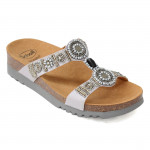 Scholl New Bogota Wedge ezüstszín női bioprint papucs F26607-1628 Női Scholl