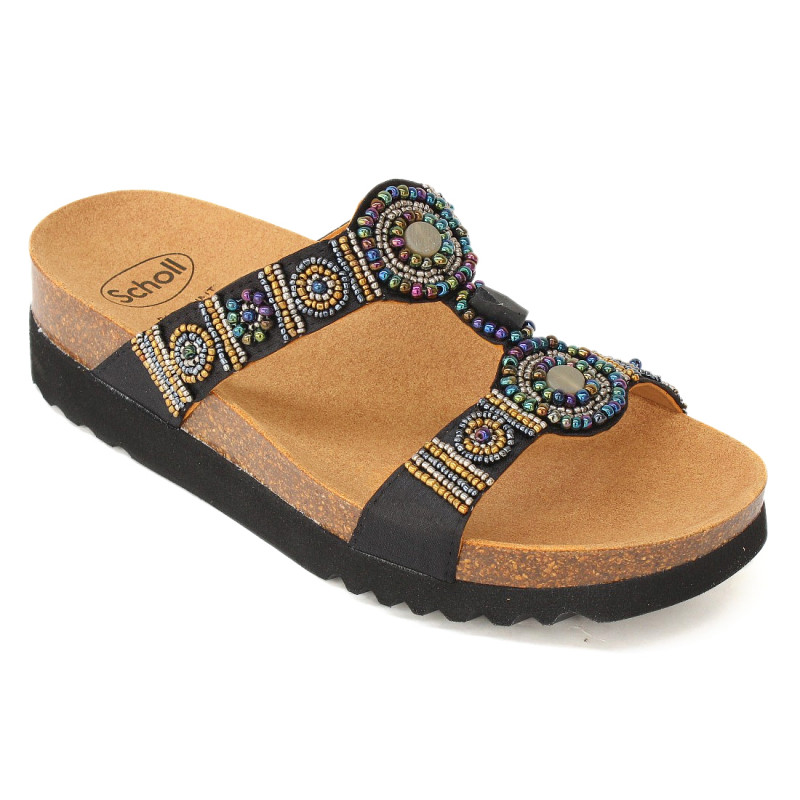 Scholl New Bogota Wedge fekete-multikolor női bioprint papucs F26607-1370