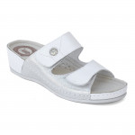 Bioform női tépőzáras fehér bőr papucs 4103 07643